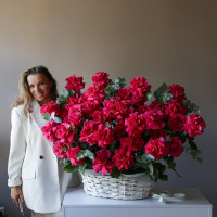 Корзина французских ароматных роз Пинк Флойд, 51 шт. *