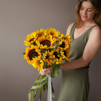 Монобукет * ПОДСОЛНУХИ, 11 шт *