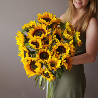 Монобукет * ПОДСОЛНУХИ, 21 шт *