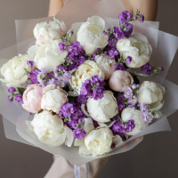 Дуо-букет ПИОНЫ-МАТТИОЛА, 15 шт