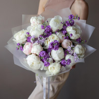 Дуо-букет ПИОНЫ-МАТТИОЛА, 15 шт