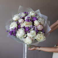 Дуо-букет ПИОНЫ-МАТТИОЛА, 15 шт