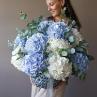 Букет гортензий в вазе ДУО-ГОРТЕНЗИЯ