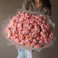 Монобукет из кустовой пионовидной розы Джульетта, 51 шт