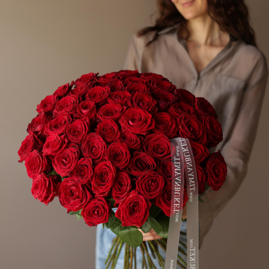Монобукет * КРАСНЫЕ РОЗЫ * 51 шт.