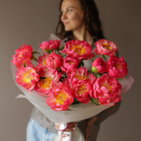 Монобукет * ПИОНЫ КОРАЛЛ * 15 шт