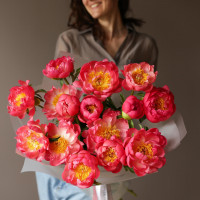 Монобукет * ПИОНЫ КОРАЛЛ * 15 шт