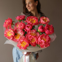 Монобукет * ПИОНЫ КОРАЛЛ * 15 шт