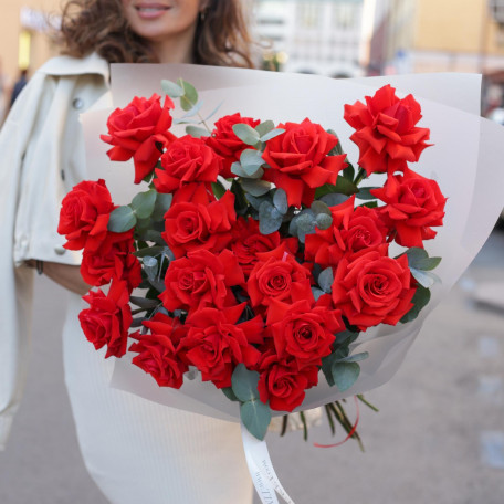 Монобукет Французских роз сорта Red Nina, 19 шт