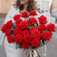 Монобукет Французских роз сорта Red Nina, 23 шт