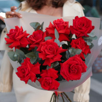 Монобукет Французских роз сорта Red Nina, 9 шт 