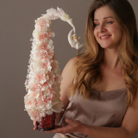 Мини-елочка настольная авторская в бокале, цветочная