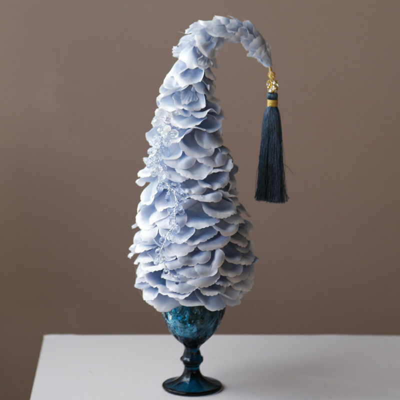 Мини-елочка настольная авторская в бокале, голубая