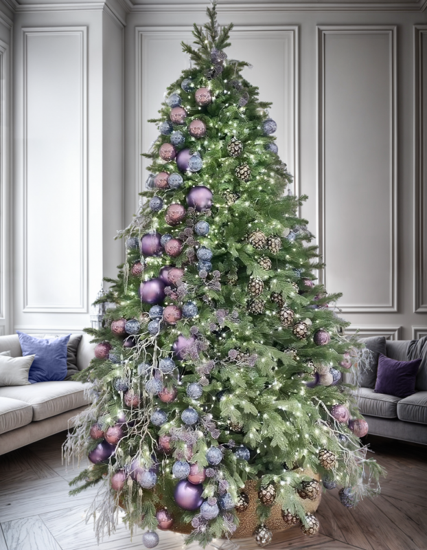 Елка ПРЕМИУМ с сиреневым оформлением
