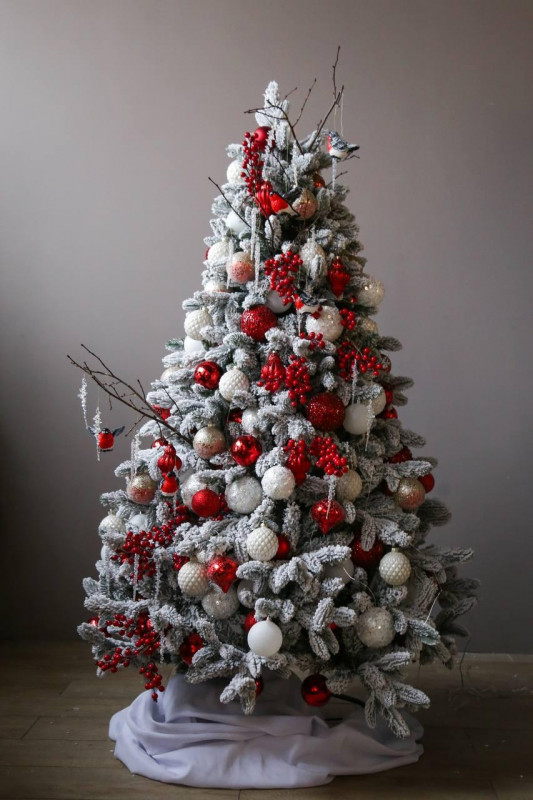 Елка с оформлением ЗАСНЕЖЕННАЯ ЯГОДНАЯ, 180 см