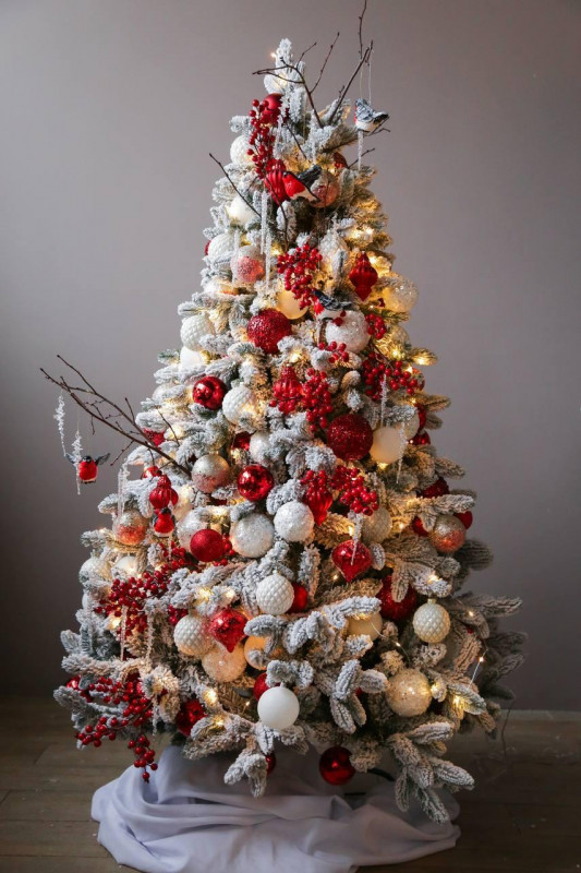 Елка с оформлением ЗАСНЕЖЕННАЯ ЯГОДНАЯ, 180 см