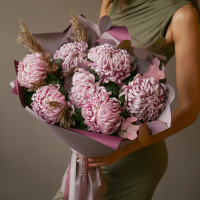 Букет розовых хризантем КУДРИ