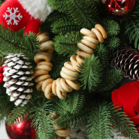 Елка эксклюзивная с русским декором в корзинке, ручная работа, 50 см	