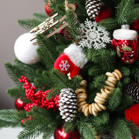 Елка эксклюзивная с русским декором в корзинке, ручная работа, 50 см	