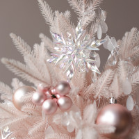 Елка эксклюзивная нежно-розовая с пудрово-белым декором в корзинке, ручная работа, 50 см