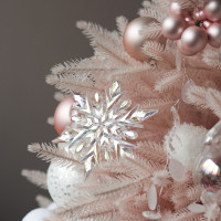 Елка эксклюзивная нежно-розовая с пудрово-белым декором в корзинке, ручная работа, 50 см