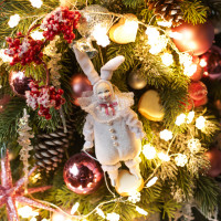 Елка эксклюзивная, ЗАЙКА, с огнями, авторский декор, ручная работа - 65 см	