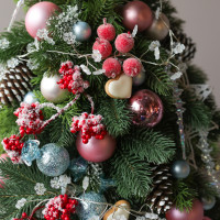 Елка эксклюзивная, ЗАЙКА, с огнями, авторский декор, ручная работа - 65 см	