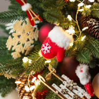 Елка эксклюзивная, СНЕГИРИ, с огнями, авторский декор, ручная работа - 50 см