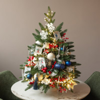 Елка эксклюзивная, РЕТРО С ФЛАЖКАМИ, с огнями, авторский декор, ручная работа - 65 см