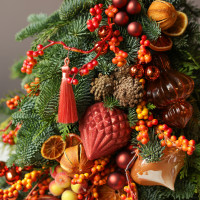 Елка настольная из натуральной ели «Апельсиновое чудо», ручная работа, 55 см