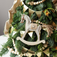 Елочка настольная из живой ели «Золотая лошадка», ручная работа, 55 см