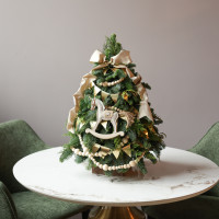 Елочка настольная из живой ели «Золотая лошадка», ручная работа, 55 см