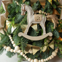 Елочка настольная из живой ели «Золотая лошадка», ручная работа, 55 см