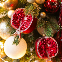 Елка настольная искусственная премиум "Гранатовый блеск", ручная работа, 90 см