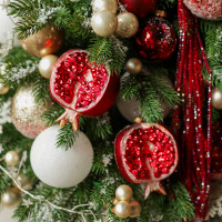 Елка настольная искусственная премиум "Гранатовый блеск", ручная работа, 90 см