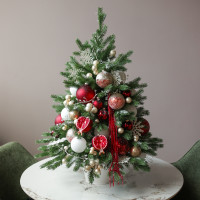 Елка настольная искусственная премиум "Гранатовый блеск", ручная работа, 90 см