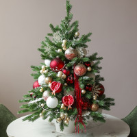 Елка настольная искусственная премиум "Гранатовый блеск", ручная работа, 90 см