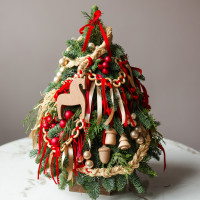 Елка настольная из натуральной ели «Русский праздник», ручная работа, 55 см