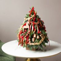 Елка настольная из натуральной ели «Русский праздник», ручная работа, 55 см