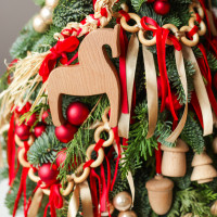 Елка настольная из натуральной ели «Русский праздник», ручная работа, 55 см