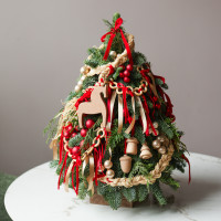 Елка настольная из натуральной ели «Русский праздник», ручная работа, 55 см