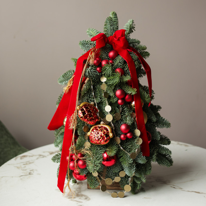 Елка настольная из натуральной ели «Денежная», ручная работа, 55 см