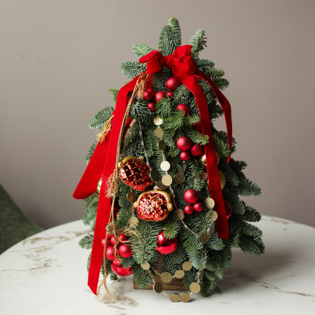 Елка настольная из натуральной ели «Денежная», ручная работа, 55 см