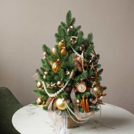 Елка эксклюзивная, ЧАСИКИ, авторский декор, ручная работа, 70 см