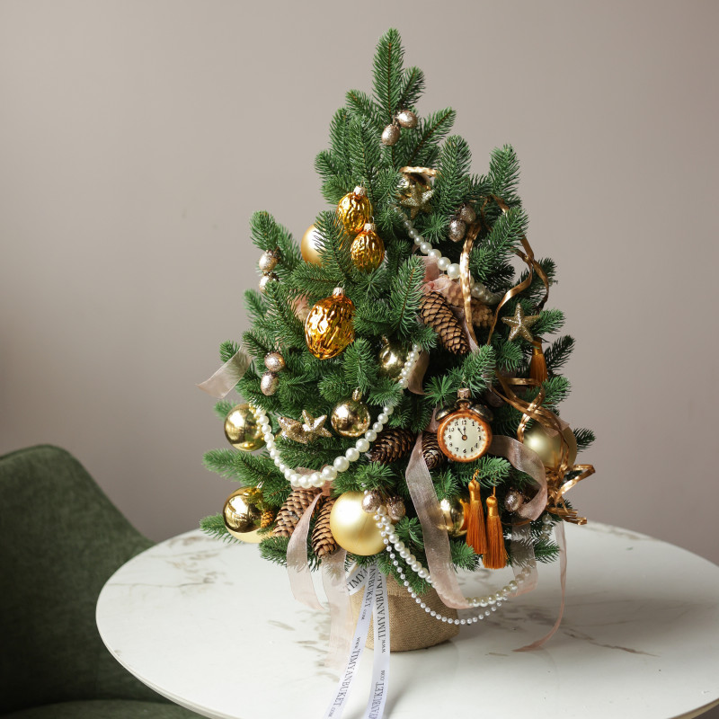 Елка эксклюзивная, ЧАСИКИ, авторский декор, ручная работа, 70 см