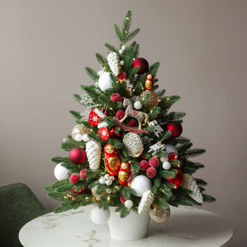 Елка эксклюзивная, МАТРЕШКИ, авторский декор, ручная работа, 90 см