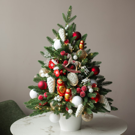 Елка эксклюзивная, МАТРЕШКИ, авторский декор, ручная работа, 90 см