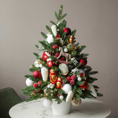 Елка эксклюзивная, МАТРЕШКИ, авторский декор, ручная работа, 90 см