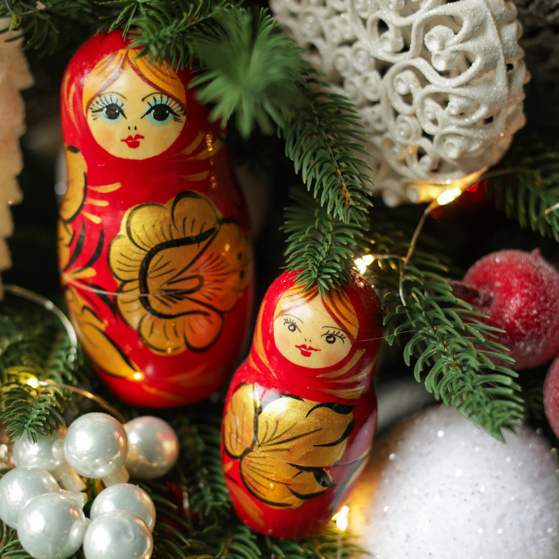 Елка эксклюзивная, МАТРЕШКИ, авторский декор, ручная работа, 90 см