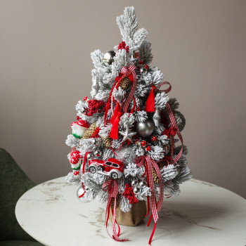 Елка эксклюзивная, РЕТРО-МАШИНА, авторский декор, ручная работа, 90 см